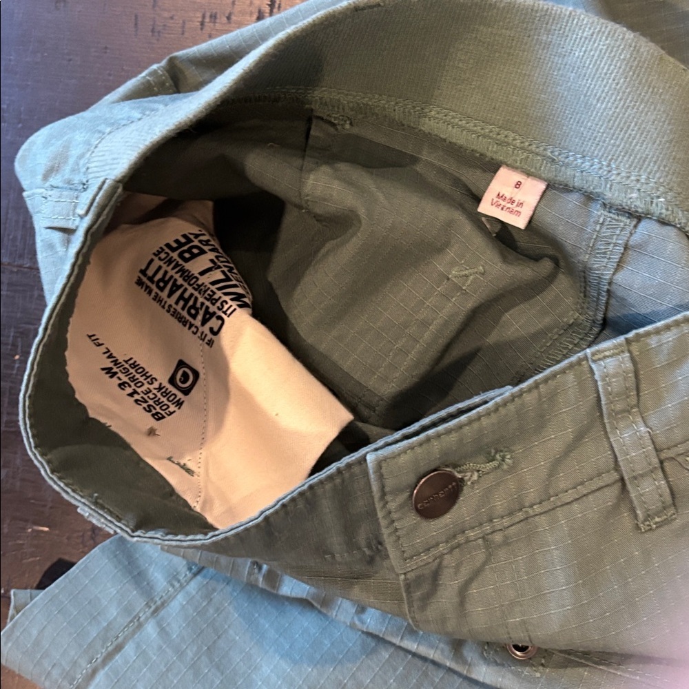 Carhartt Sage Green Shorts Rip Stop Roll Tab Gorpcore Shorts Size 8 - Picture 8 of 9